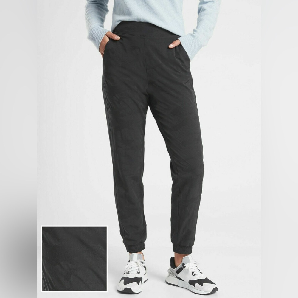 Athleta Brooklyn Textured Lined Black Camo Lux Jogger 6 ‎ #631615